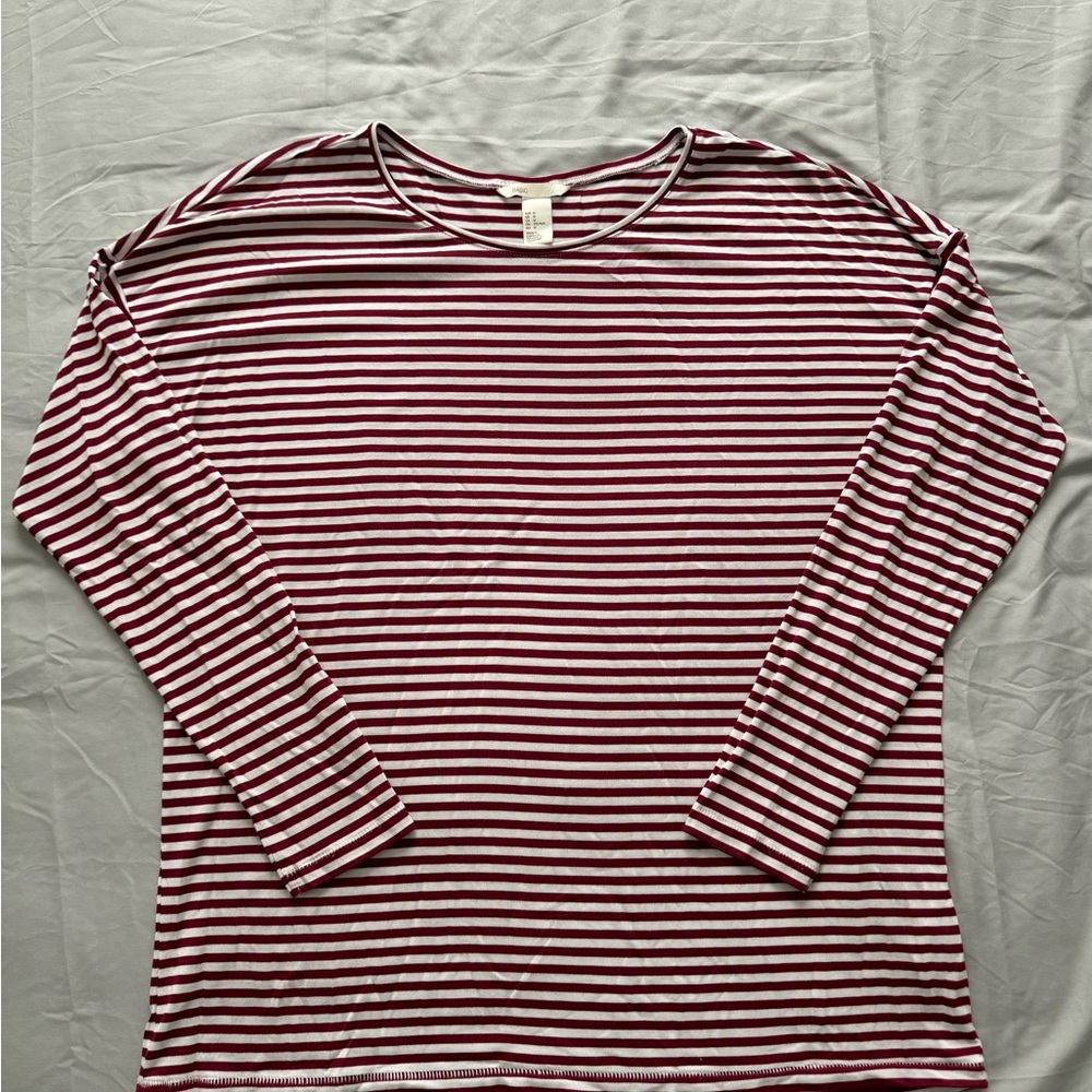 H&M Maroon and White Striped Top